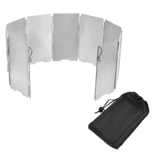 1 Folding Mini 9 Plates Heat Shield Windscreen Camping Stove with Drawstring Bag