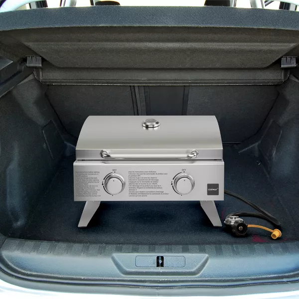 Costway 20,000 BTU Portable Gas Grill with Lid & Handle Top Thermometer Extra Flame Rod - 图片 4